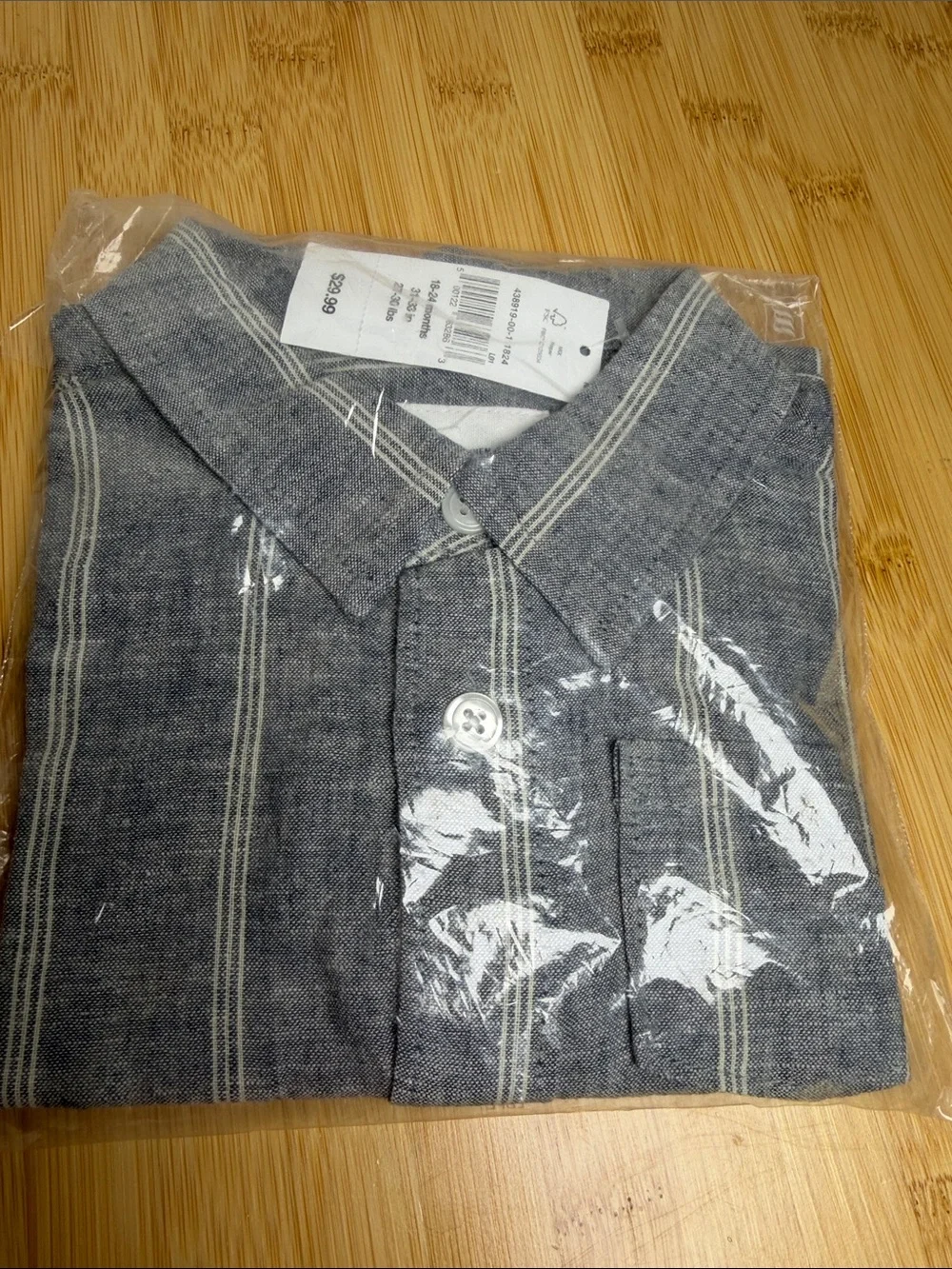 Baby gap Boys Gray Short-Sleeve Button-LINEN Shirt 18 24 months NWT kids toddler